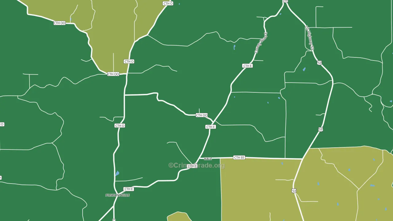 Hale, WI Map of Drug-Related Crime Rates