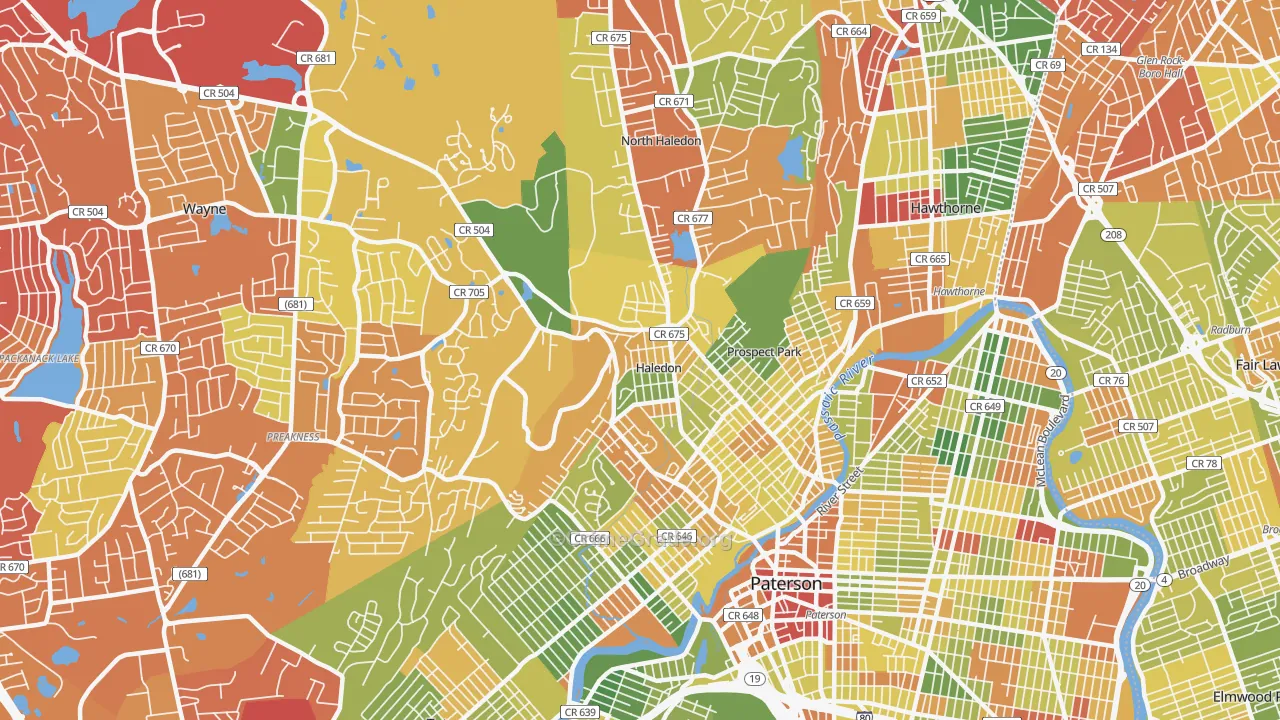 Haledon, NJ Map of Drug-Related Crime Rates