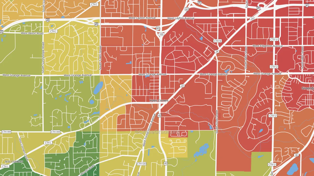 Hales Corners, WI Map of Drug-Related Crime Rates