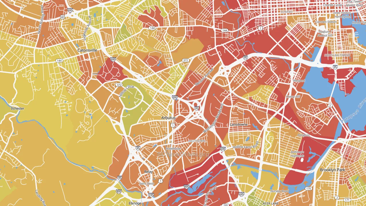 Halethorpe, MD Map of Drug-Related Crime Rates