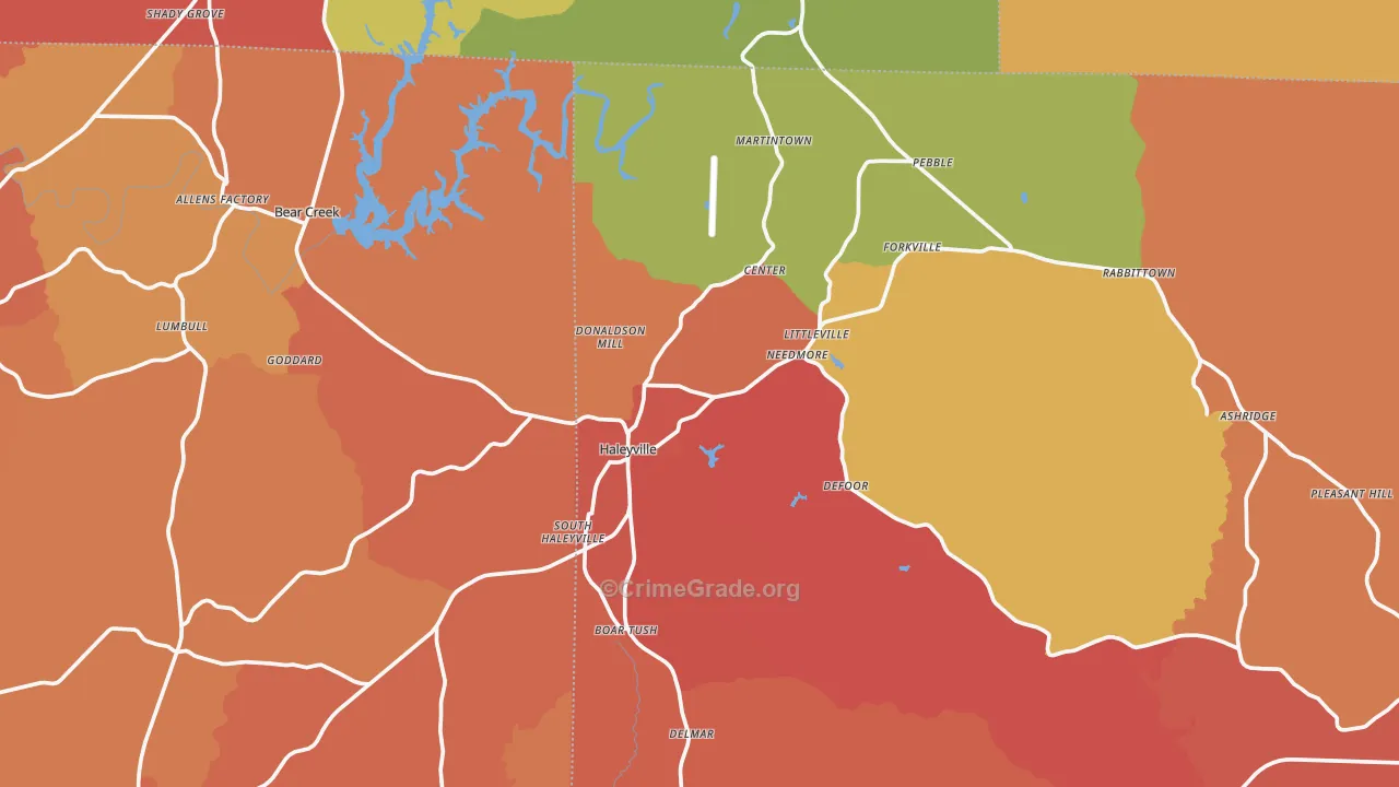 Haleyville, AL Map of Drug-Related Crime Rates