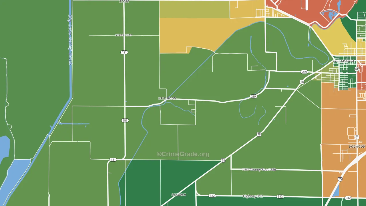 Half Moon, AR Map of Drug-Related Crime Rates
