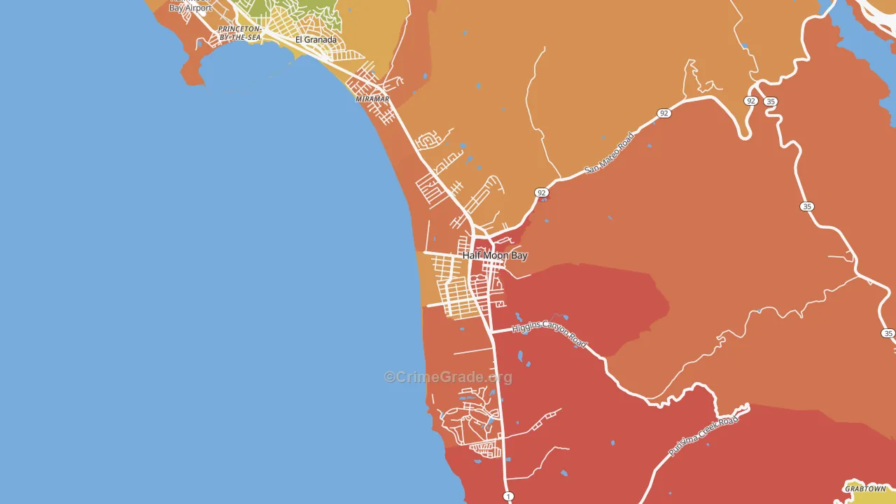 Half Moon Bay, CA Map of Drug-Related Crime Rates