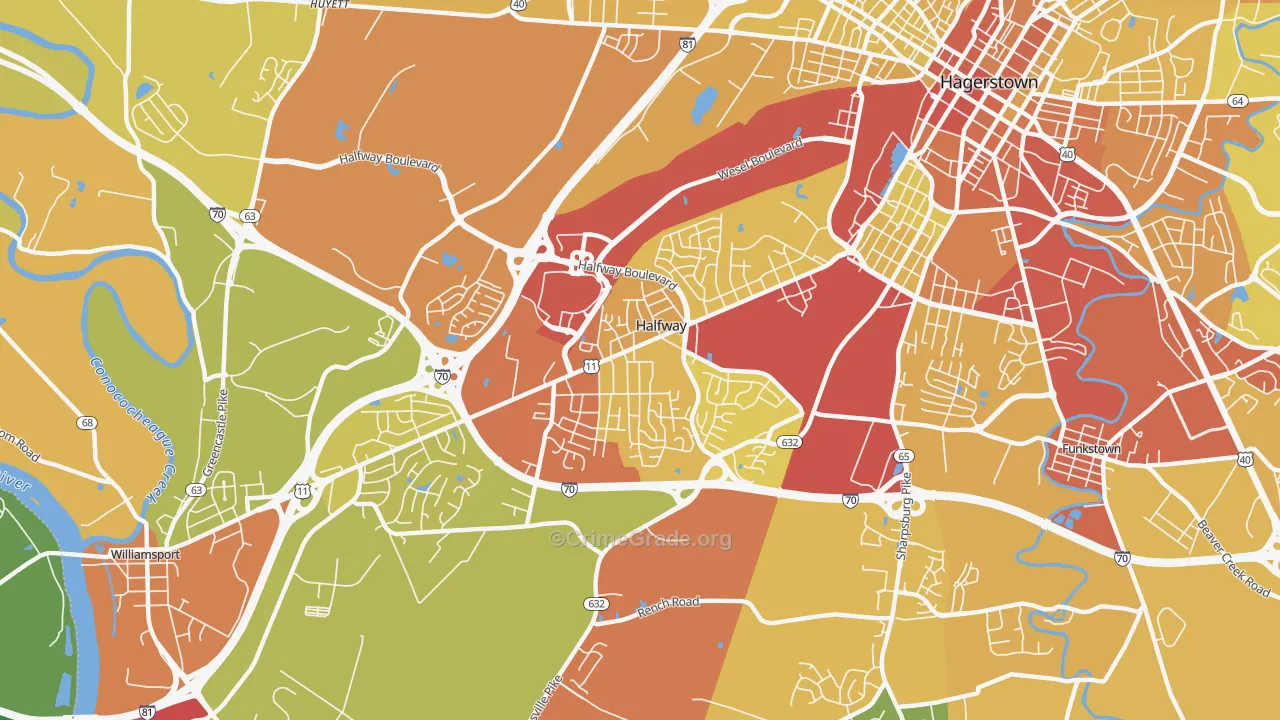 Halfway, MD Map of Drug-Related Crime Rates