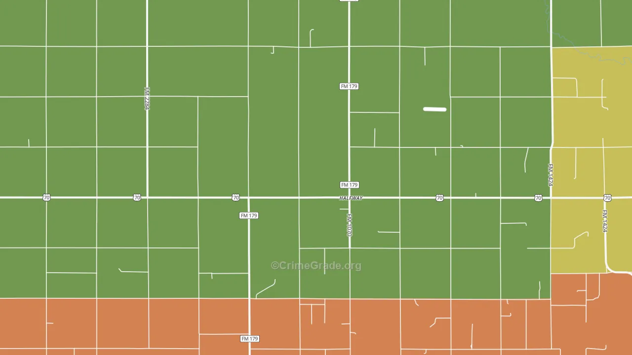 Halfway, TX Map of Drug-Related Crime Rates