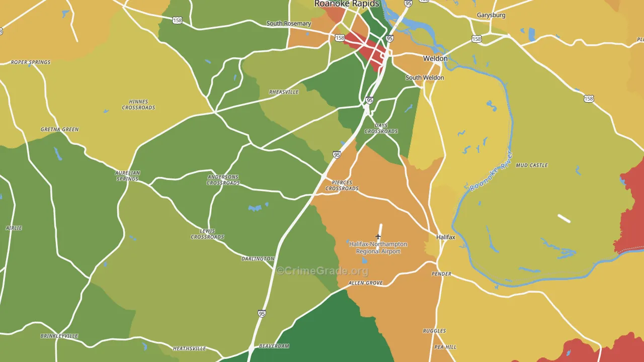 Halifax County, NC Map of Drug-Related Crime Rates
