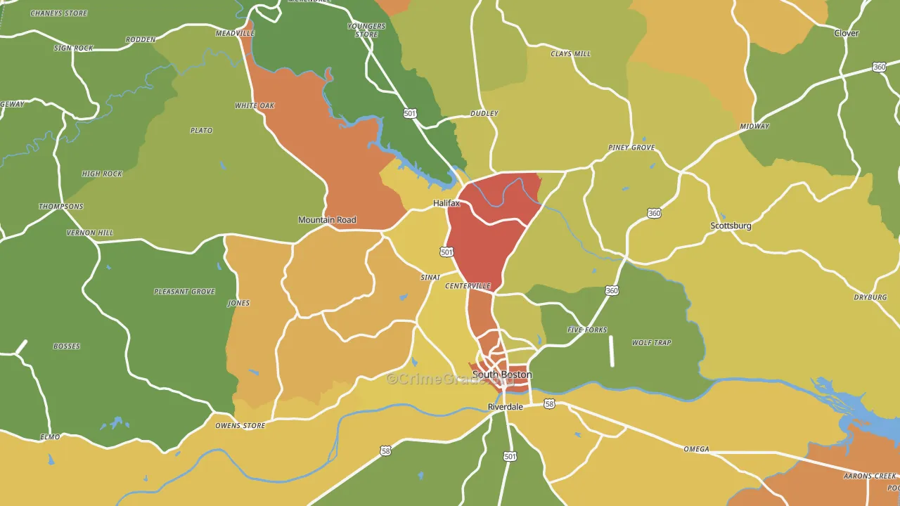 Halifax County, VA Map of Drug-Related Crime Rates