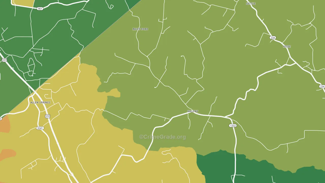 Halifax, KY Map of Drug-Related Crime Rates