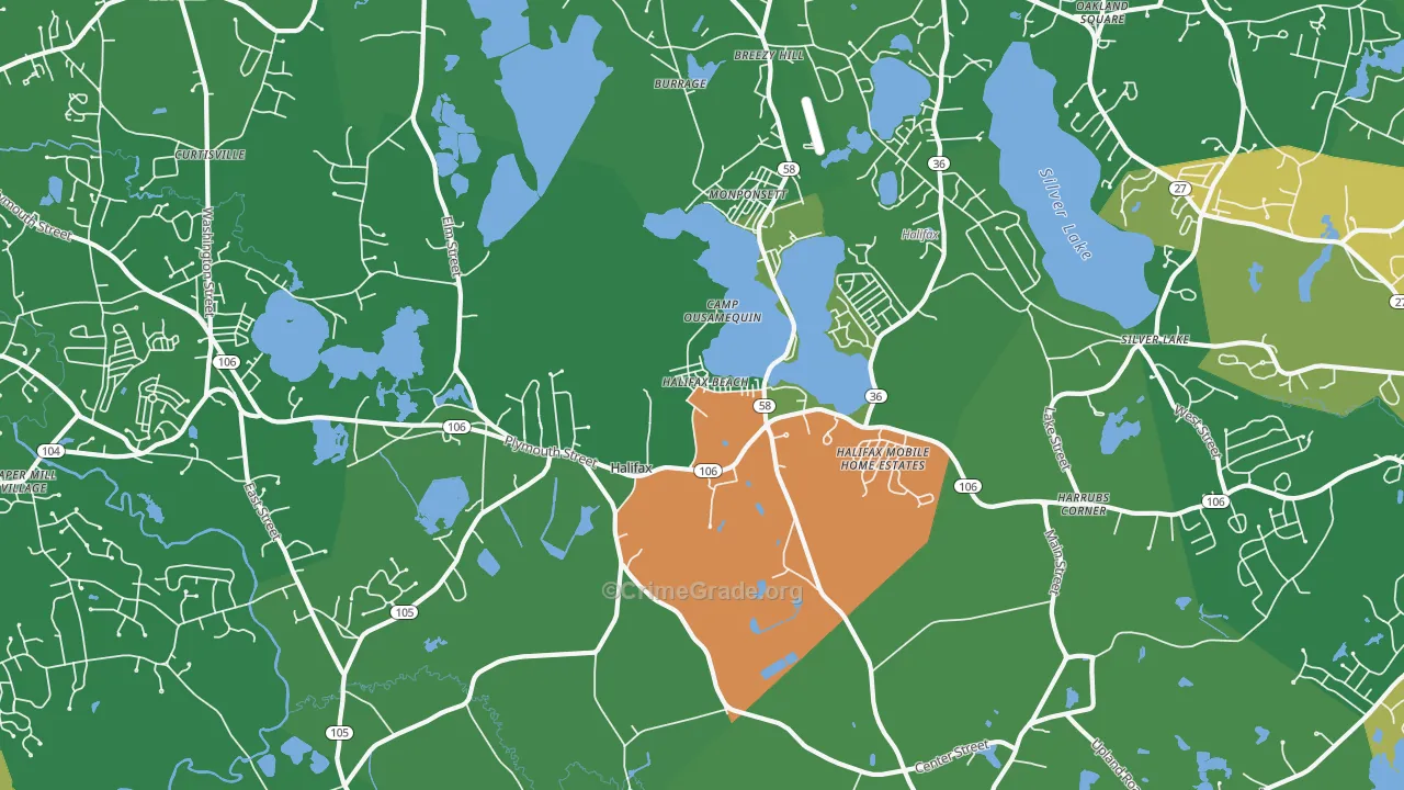 Halifax, MA Map of Drug-Related Crime Rates