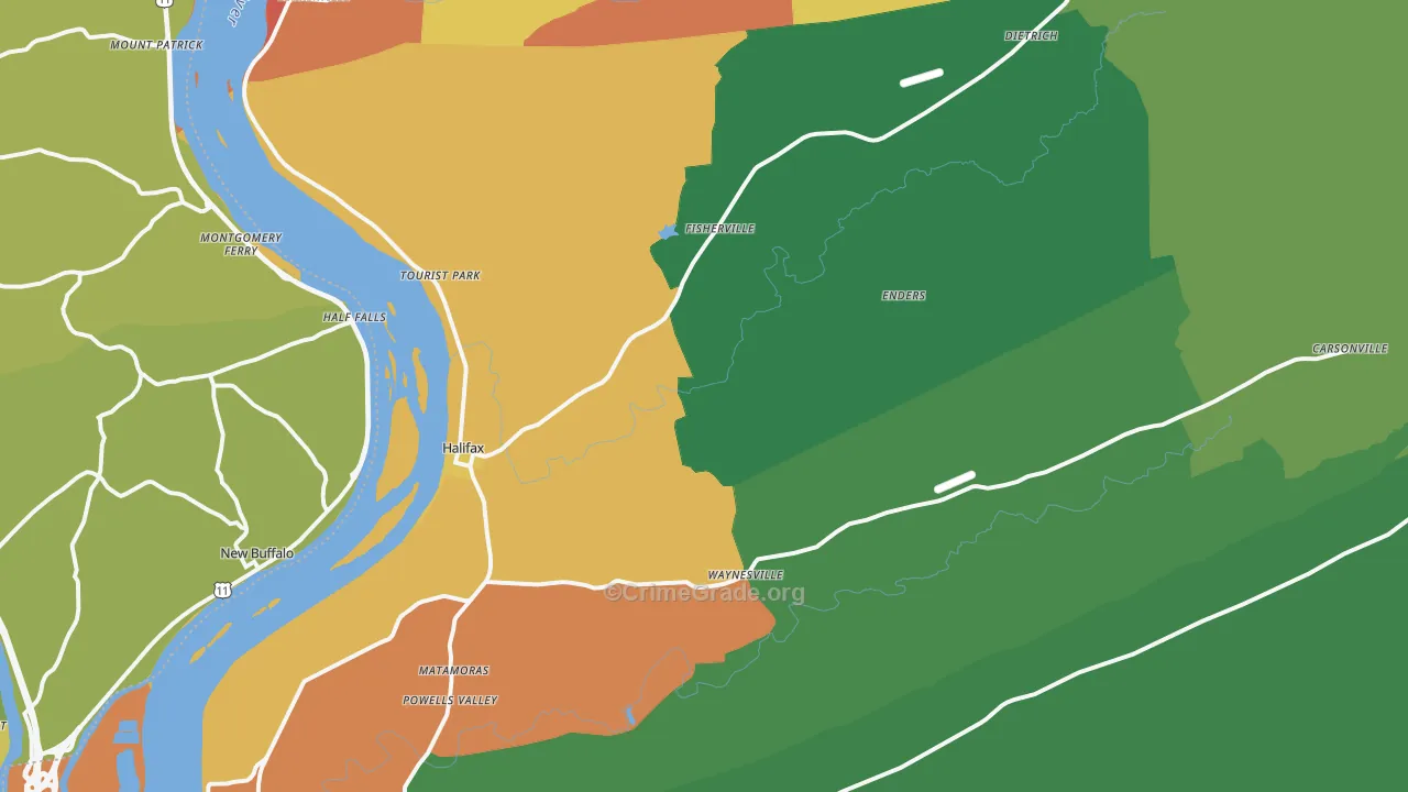 Halifax, PA Map of Drug-Related Crime Rates