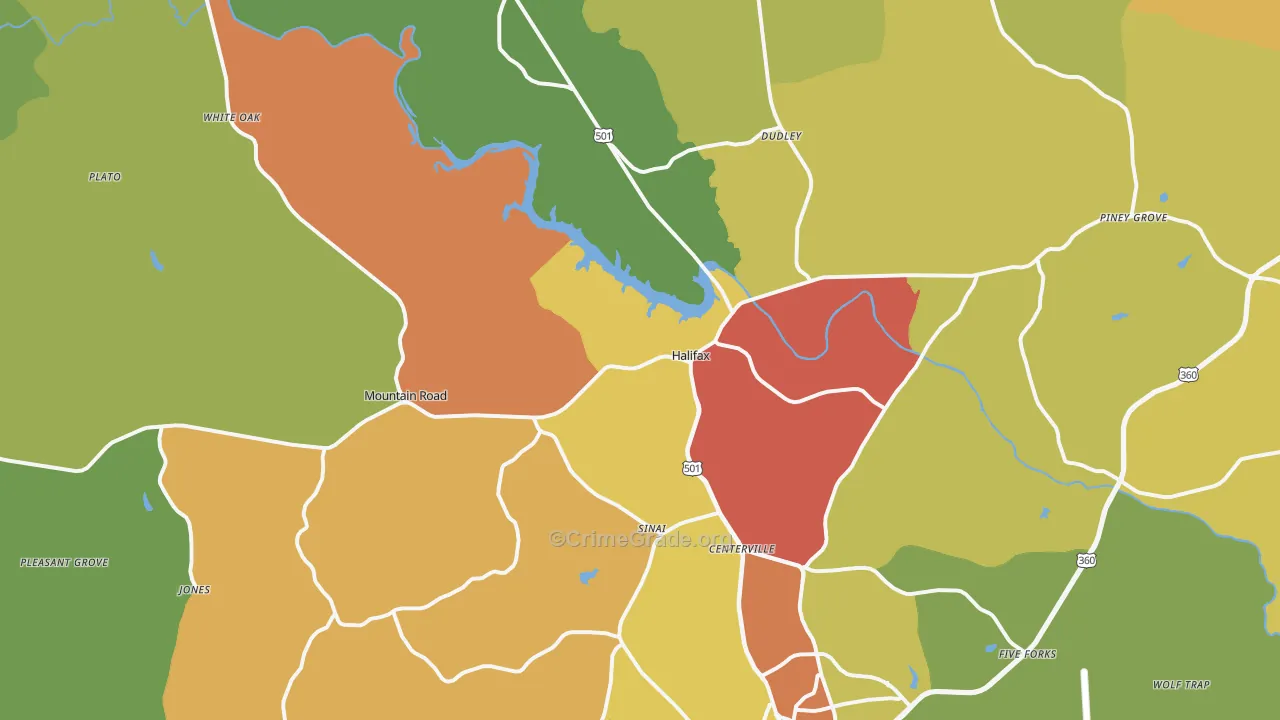 Halifax, VA Map of Drug-Related Crime Rates