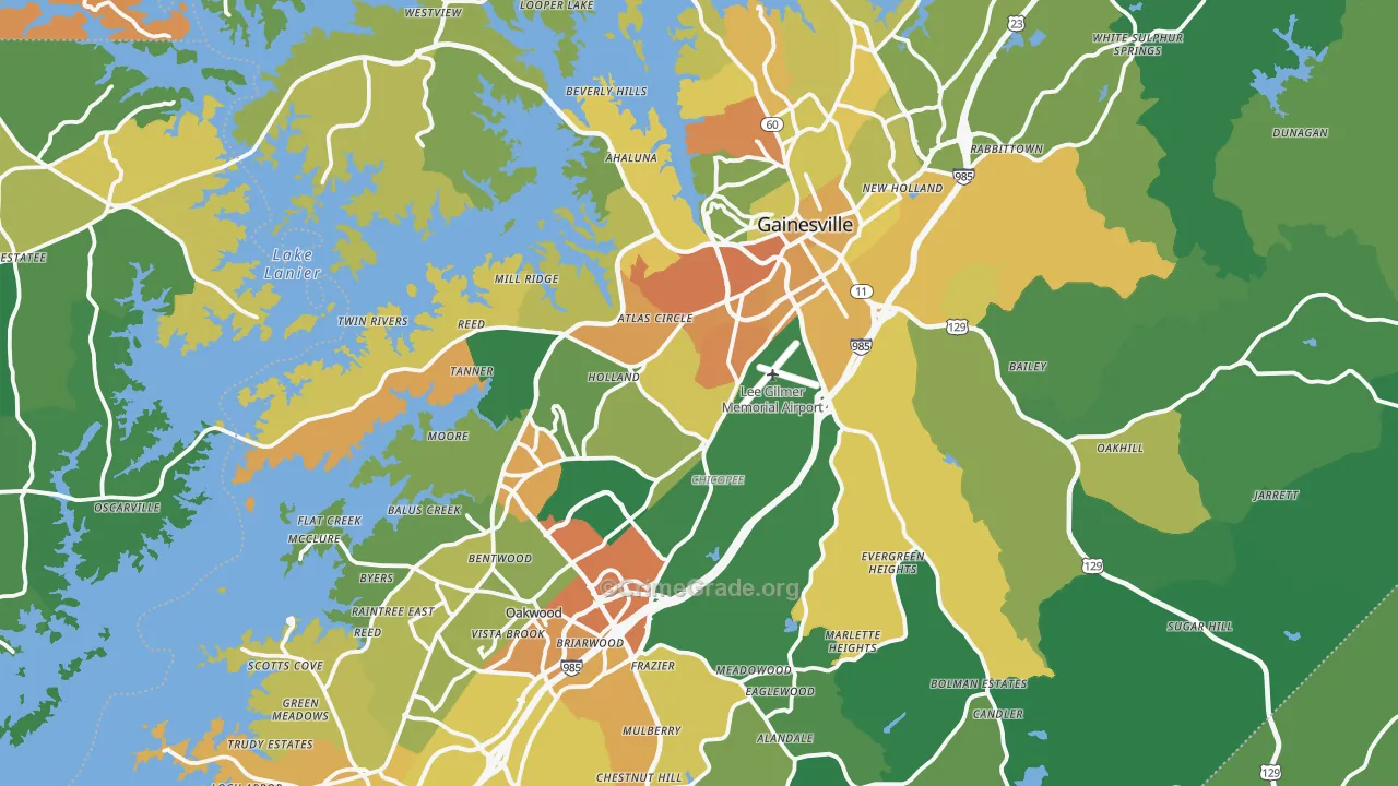 Hall County, GA Map of Drug-Related Crime Rates