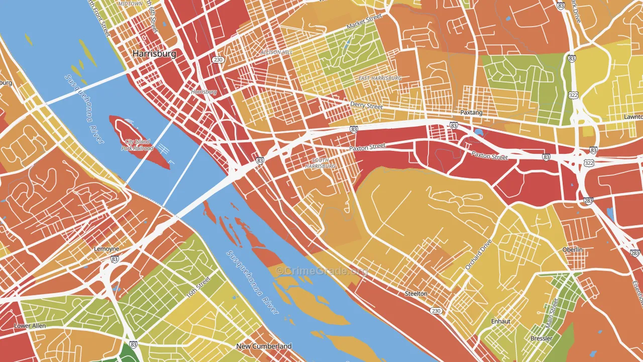 Hall Manor, Harrisburg, PA Map of Drug-Related Crime Rates