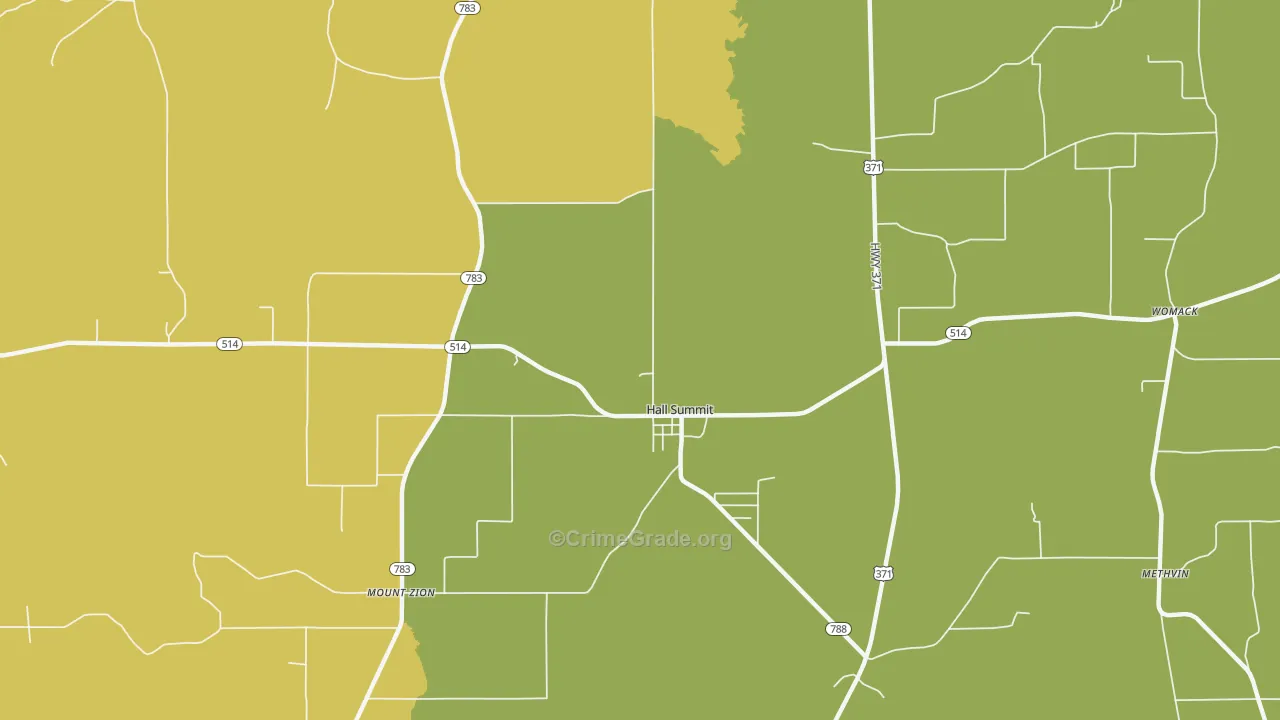 Hall Summit, LA Map of Drug-Related Crime Rates