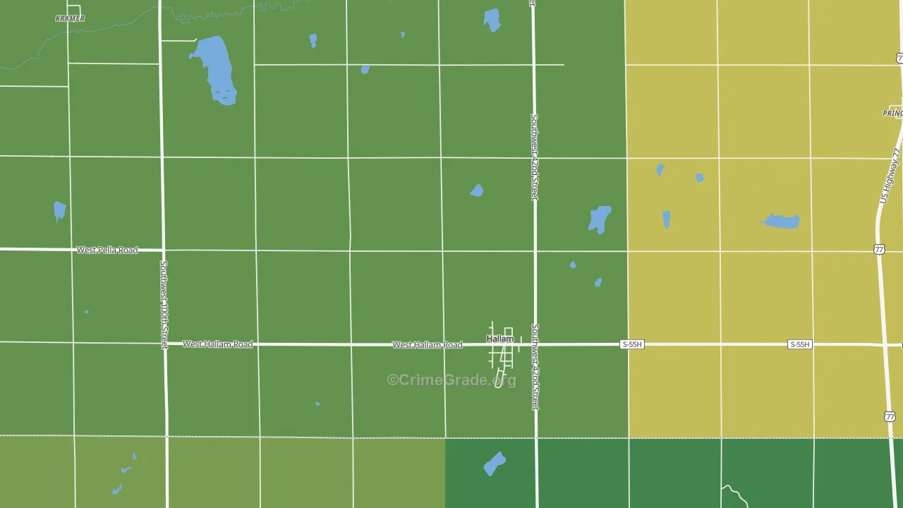 Hallam, NE Map of Drug-Related Crime Rates