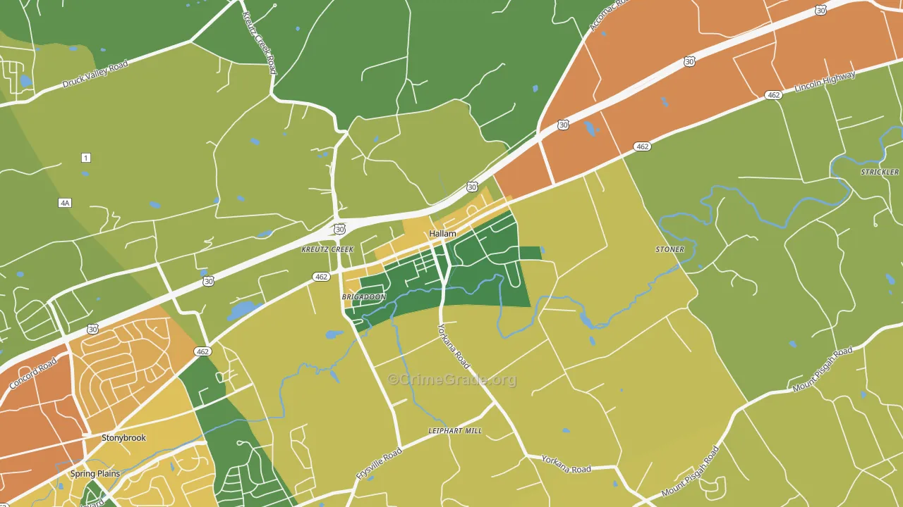 Hallam, PA Map of Drug-Related Crime Rates