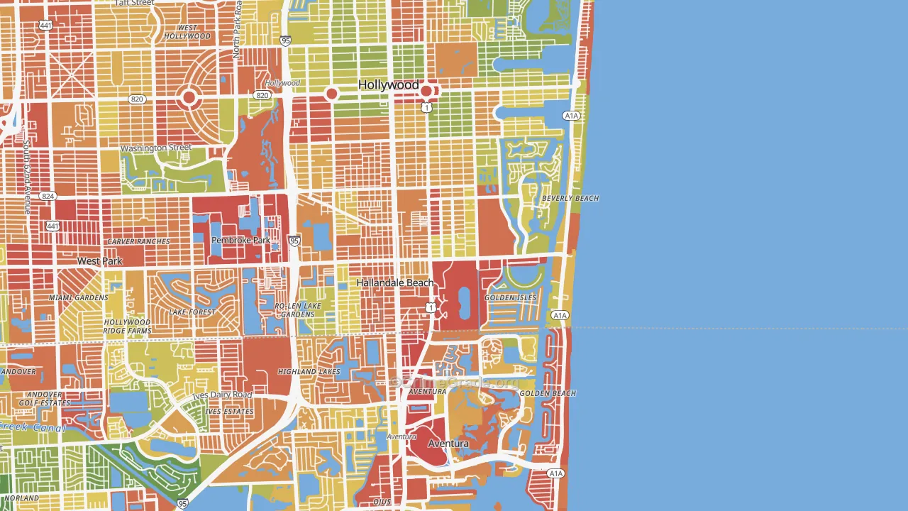 Hallandale Beach, FL Map of Drug-Related Crime Rates