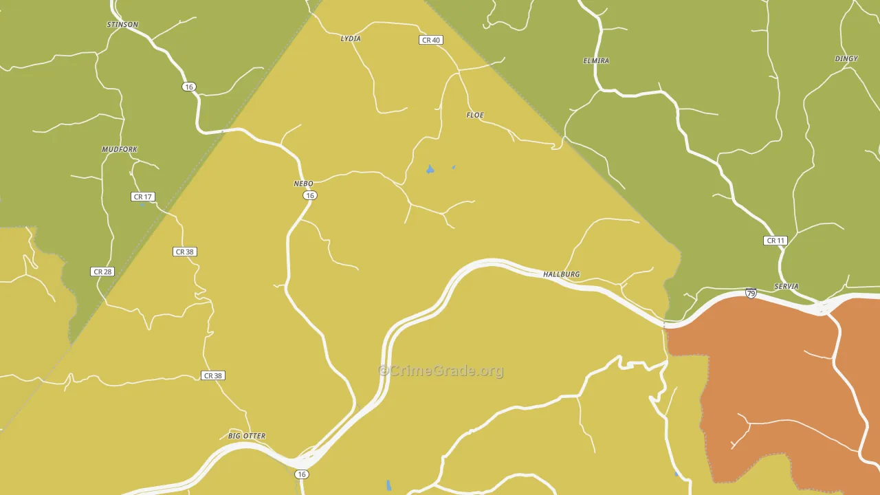Hallburg, WV Map of Drug-Related Crime Rates