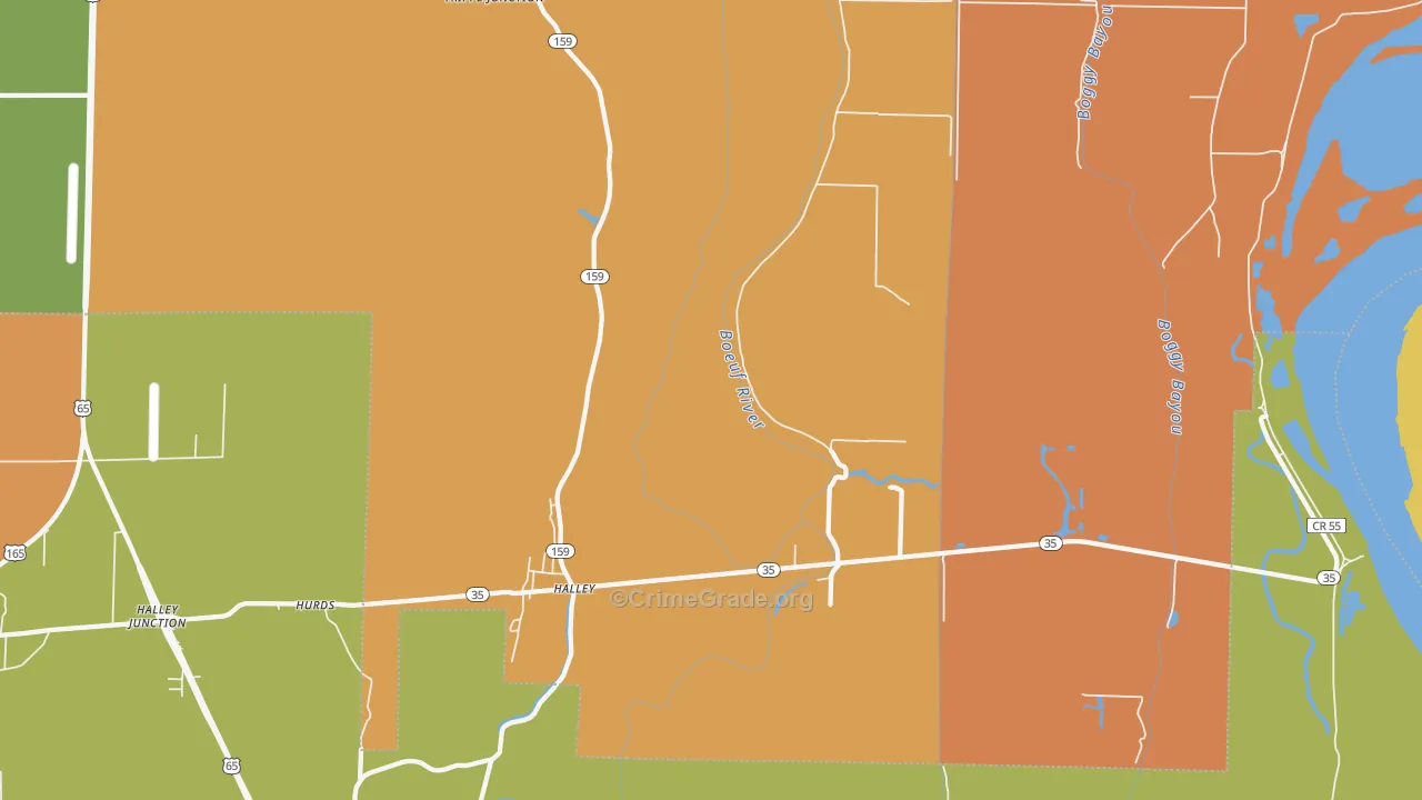 Halley, AR Map of Drug-Related Crime Rates