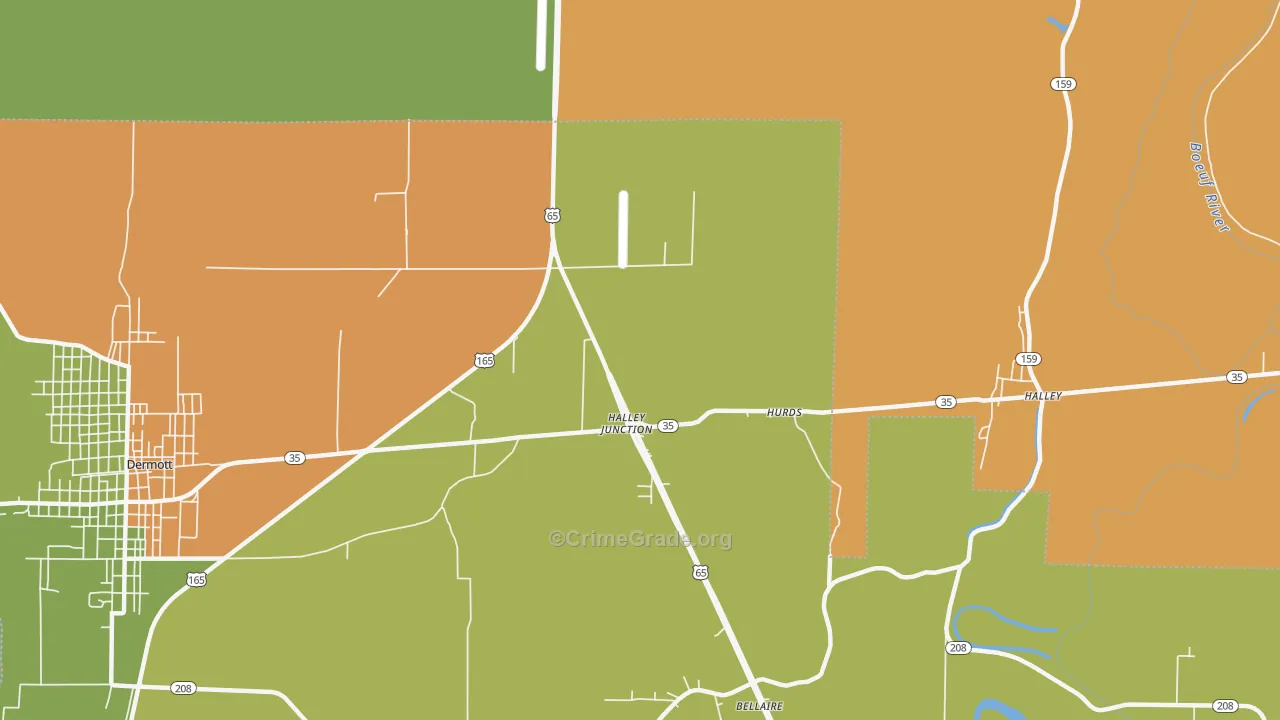Halley Junction, AR Map of Drug-Related Crime Rates