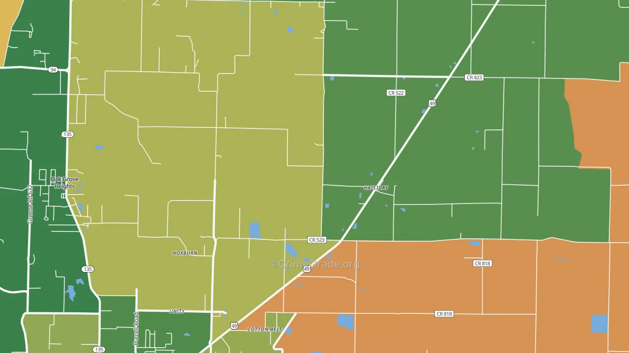 Halliday, AR Map of Drug-Related Crime Rates