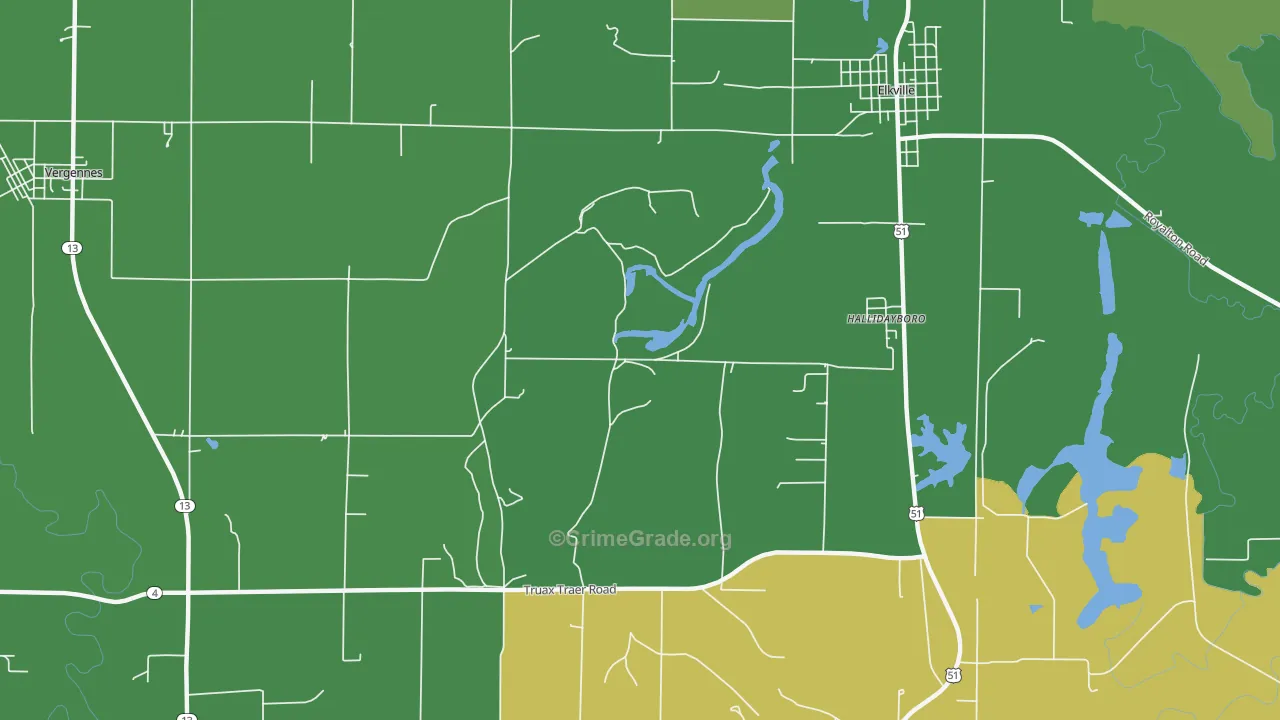 Hallidayboro, IL Map of Drug-Related Crime Rates