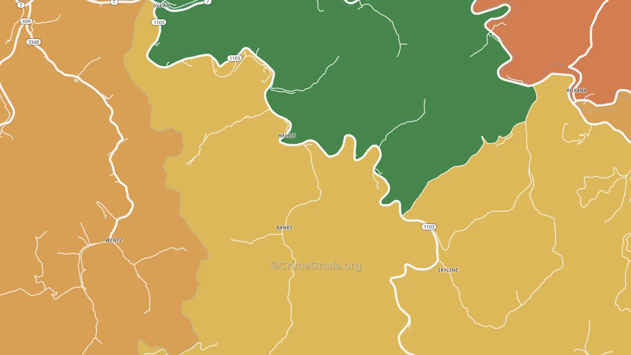 Hallie, KY Map of Drug-Related Crime Rates