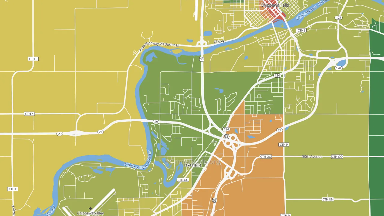 Hallie, WI Map of Drug-Related Crime Rates