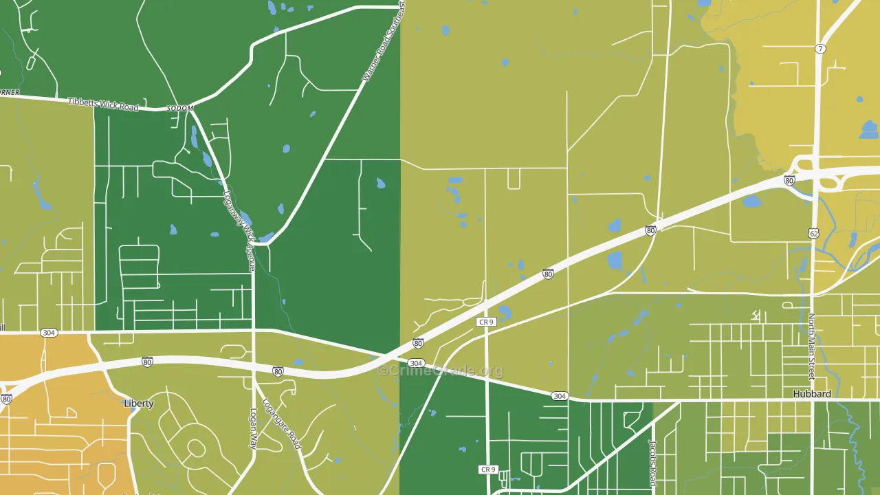 Halls Corners, OH Map of Drug-Related Crime Rates