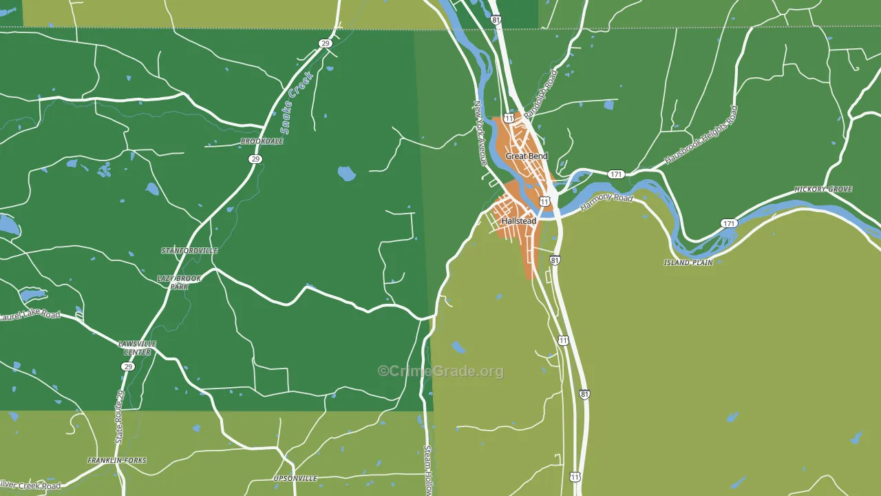Hallstead, PA Map of Drug-Related Crime Rates
