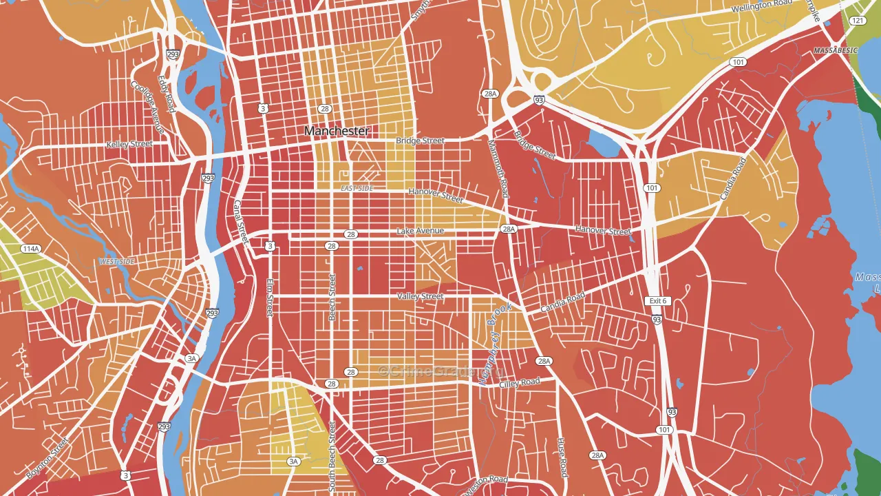 Hallsville, Manchester, NH Map of Drug-Related Crime Rates