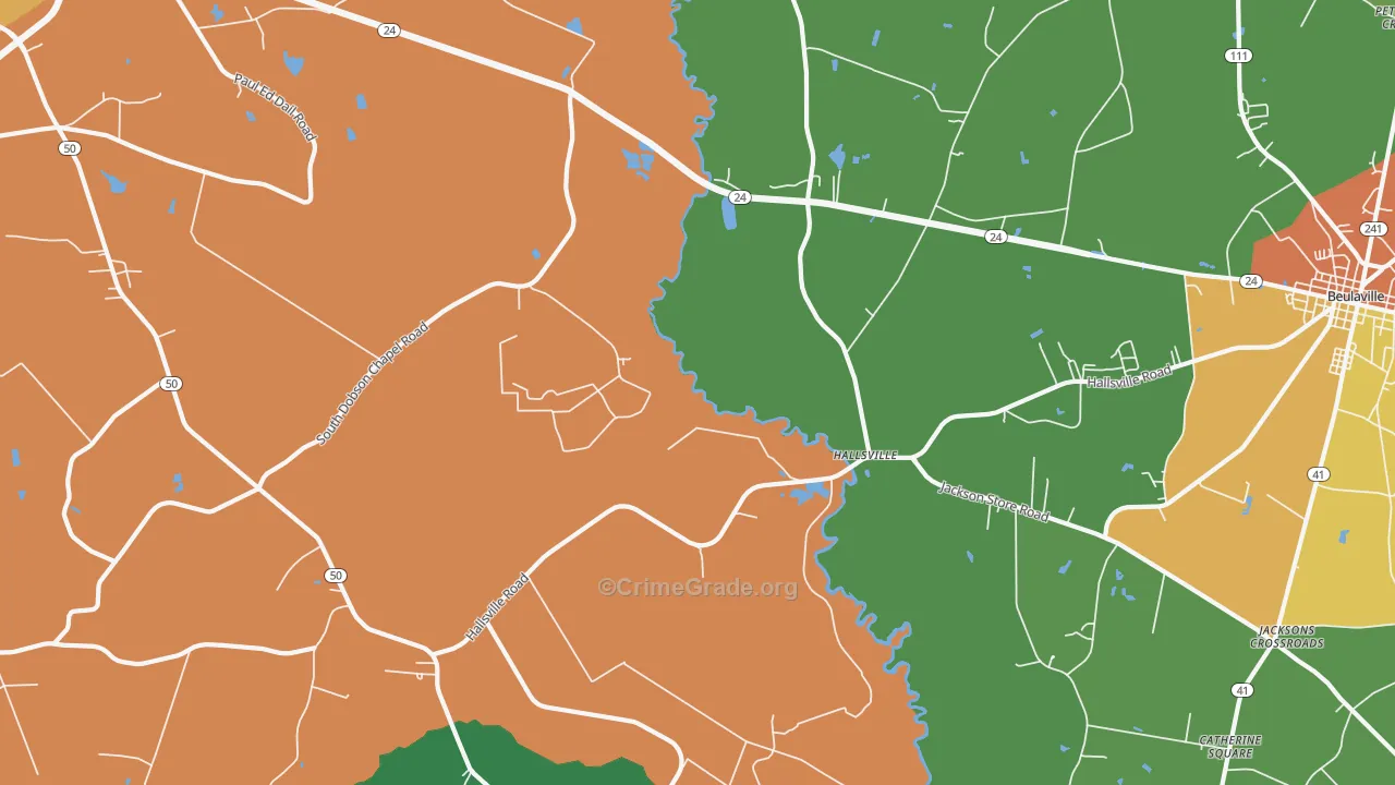 Hallsville, NC Map of Drug-Related Crime Rates