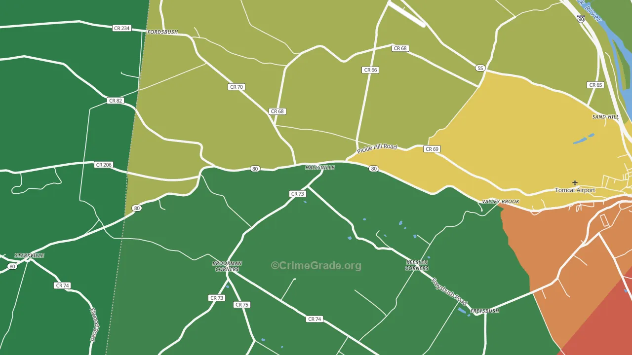 Hallsville, NY Map of Drug-Related Crime Rates