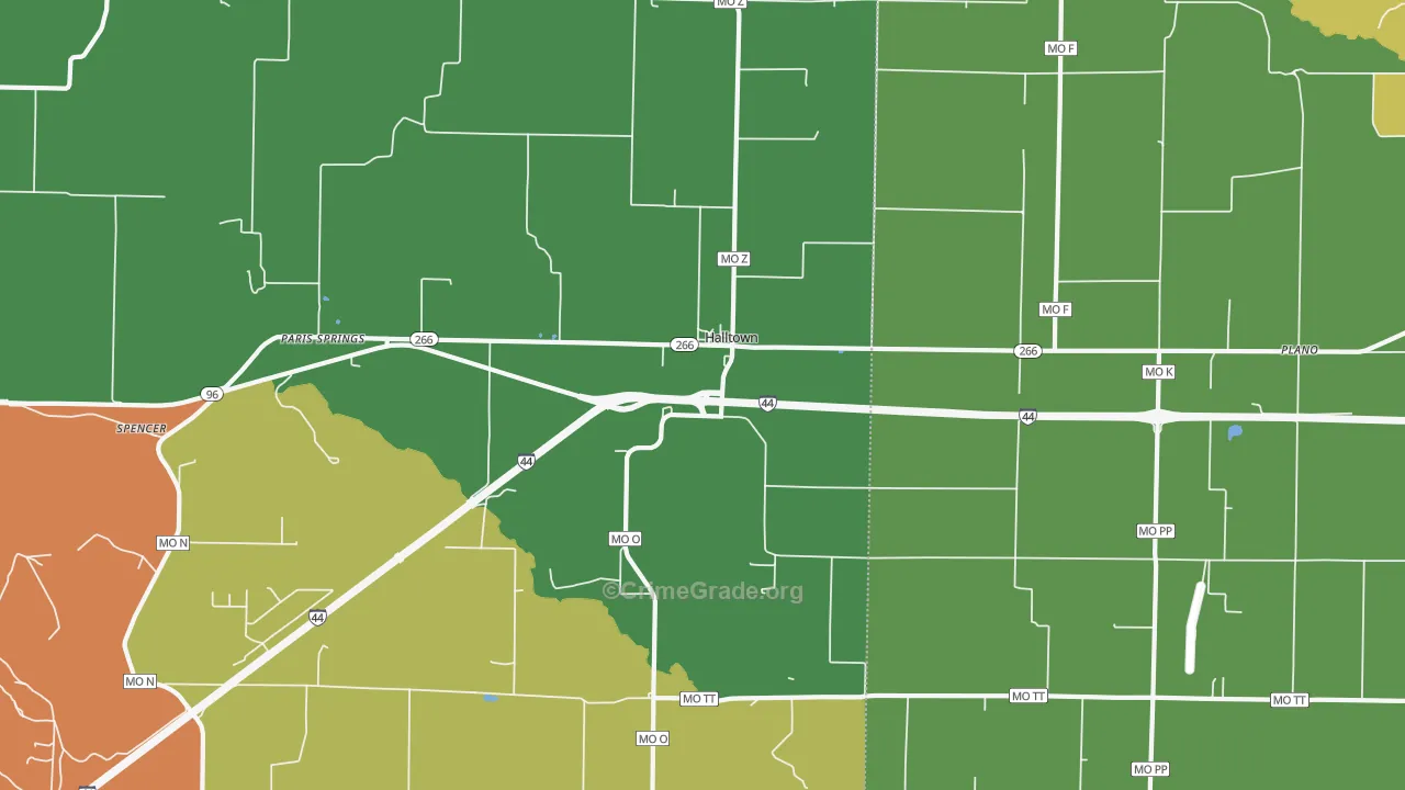 Halltown, MO Map of Drug-Related Crime Rates