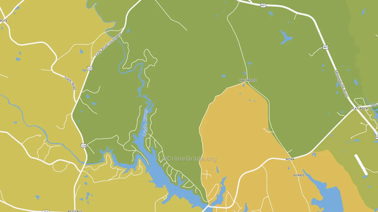 Hallwood, GA Map of Drug-Related Crime Rates