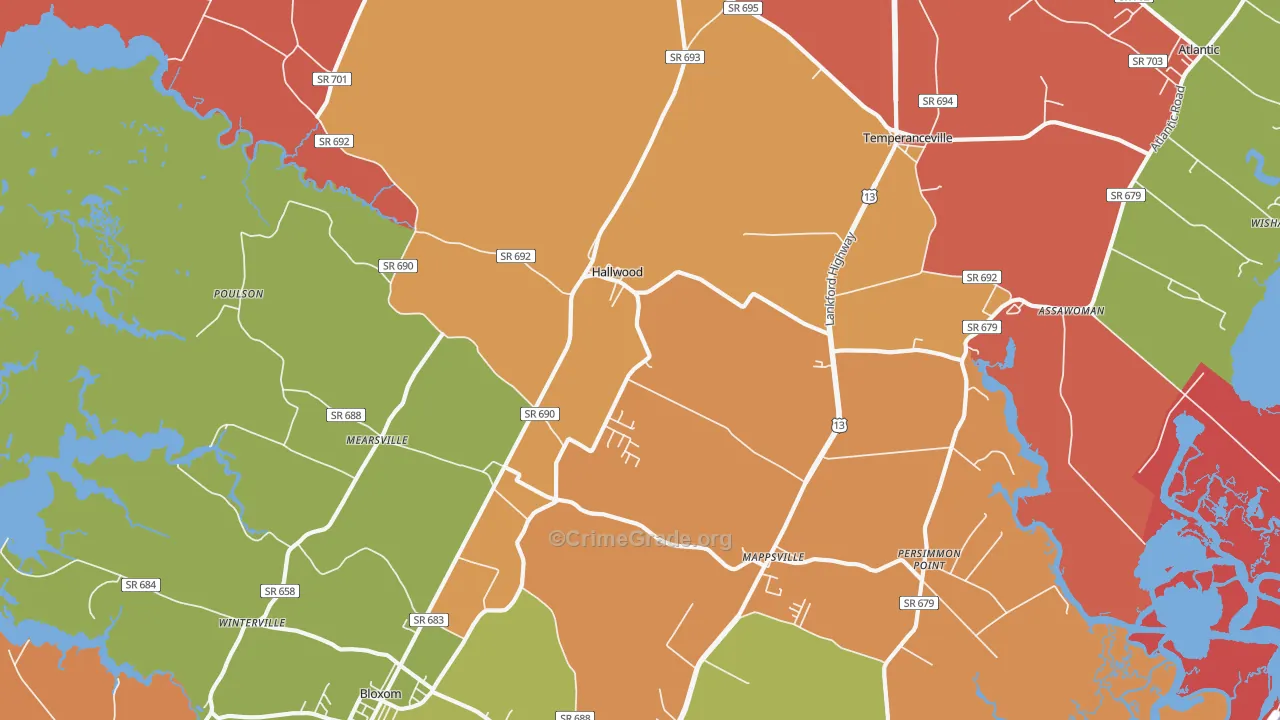 Hallwood, VA Map of Drug-Related Crime Rates