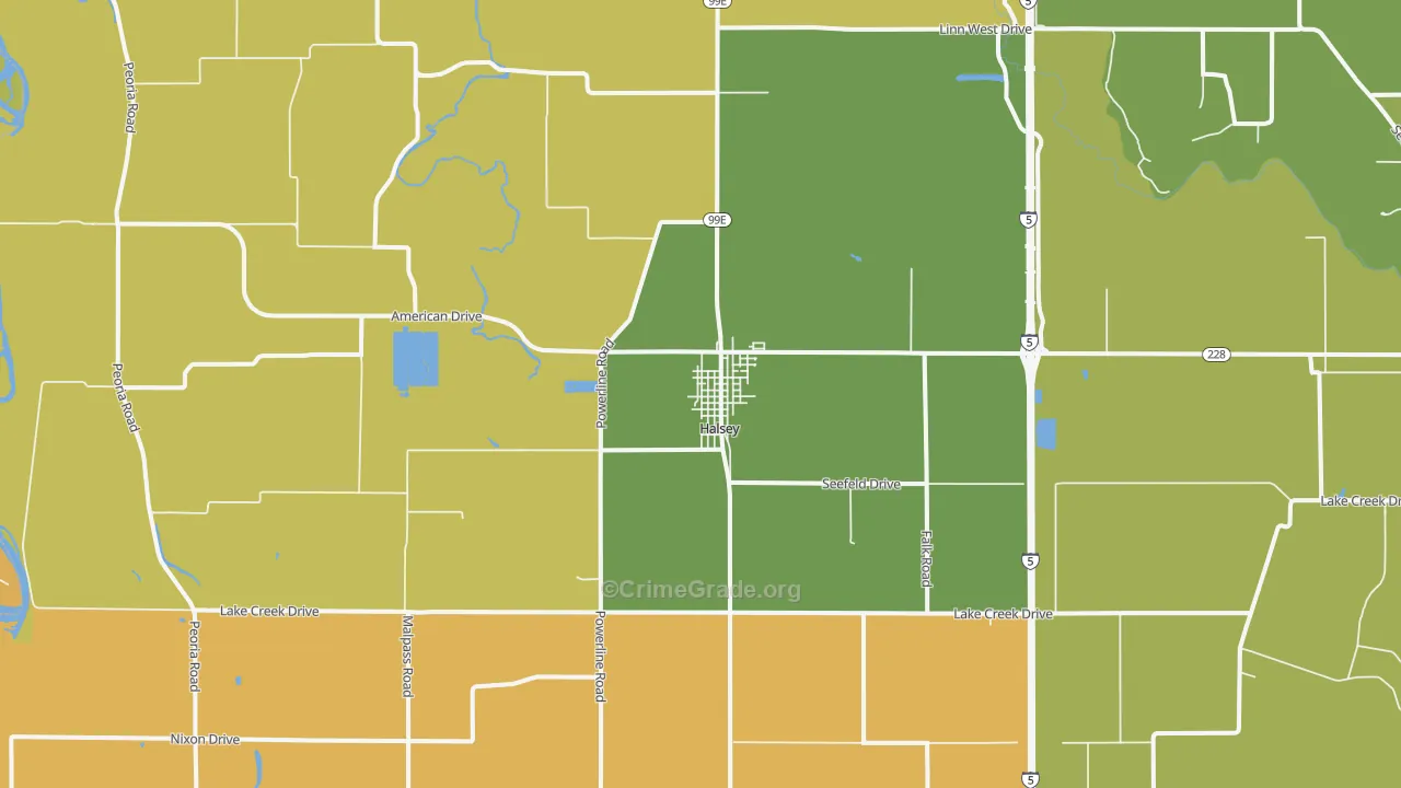 Halsey, OR Map of Drug-Related Crime Rates
