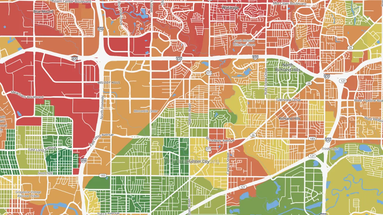 Haltom City, TX Map of Drug-Related Crime Rates