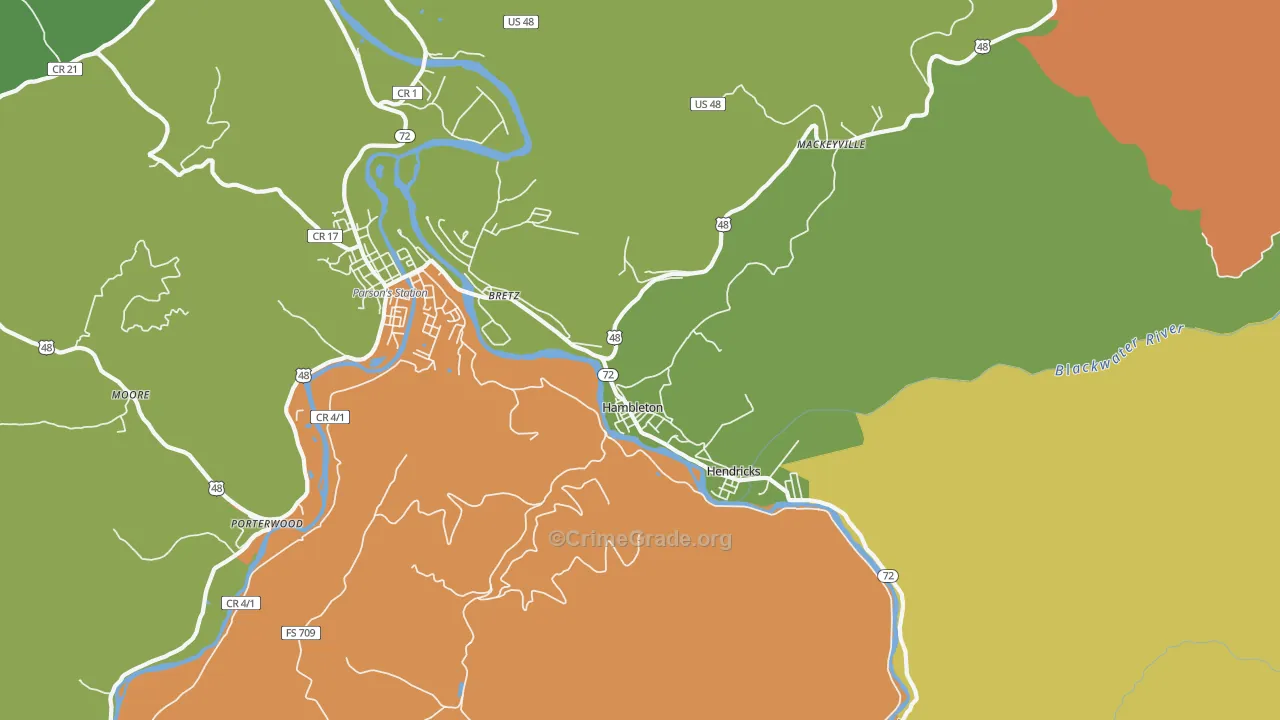 Hambleton, WV Map of Drug-Related Crime Rates