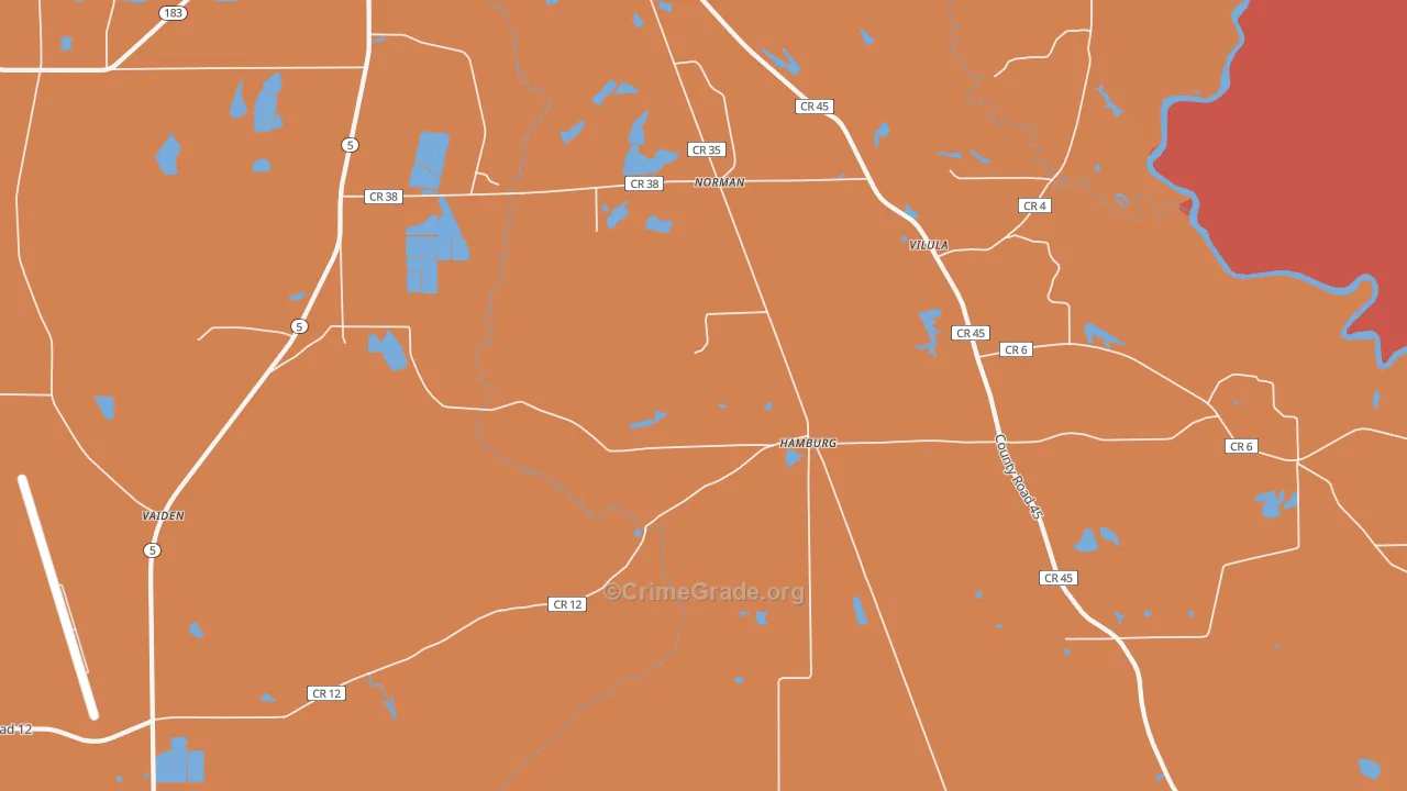 Hamburg, AL Map of Drug-Related Crime Rates