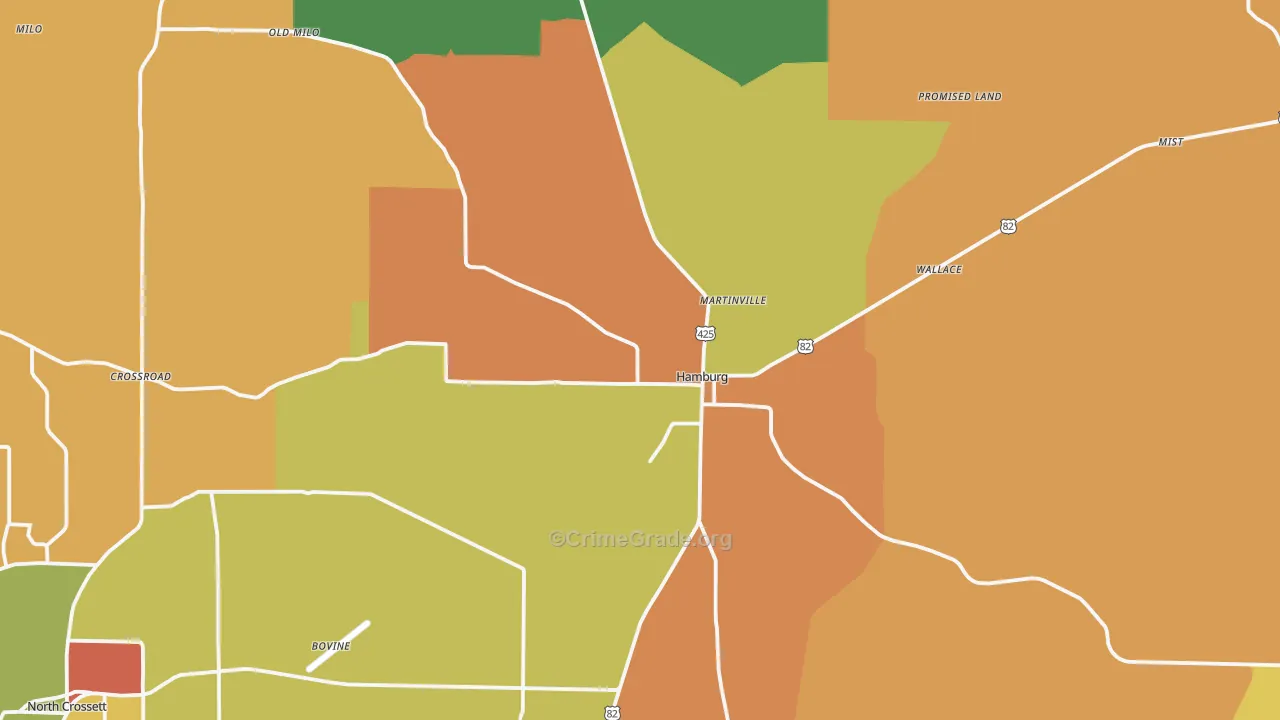 Hamburg, AR Map of Drug-Related Crime Rates