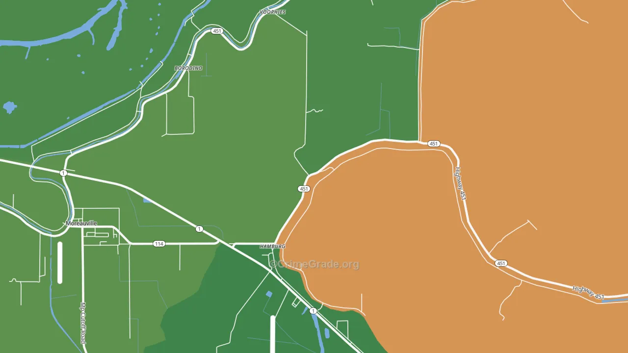 Hamburg, LA Map of Drug-Related Crime Rates