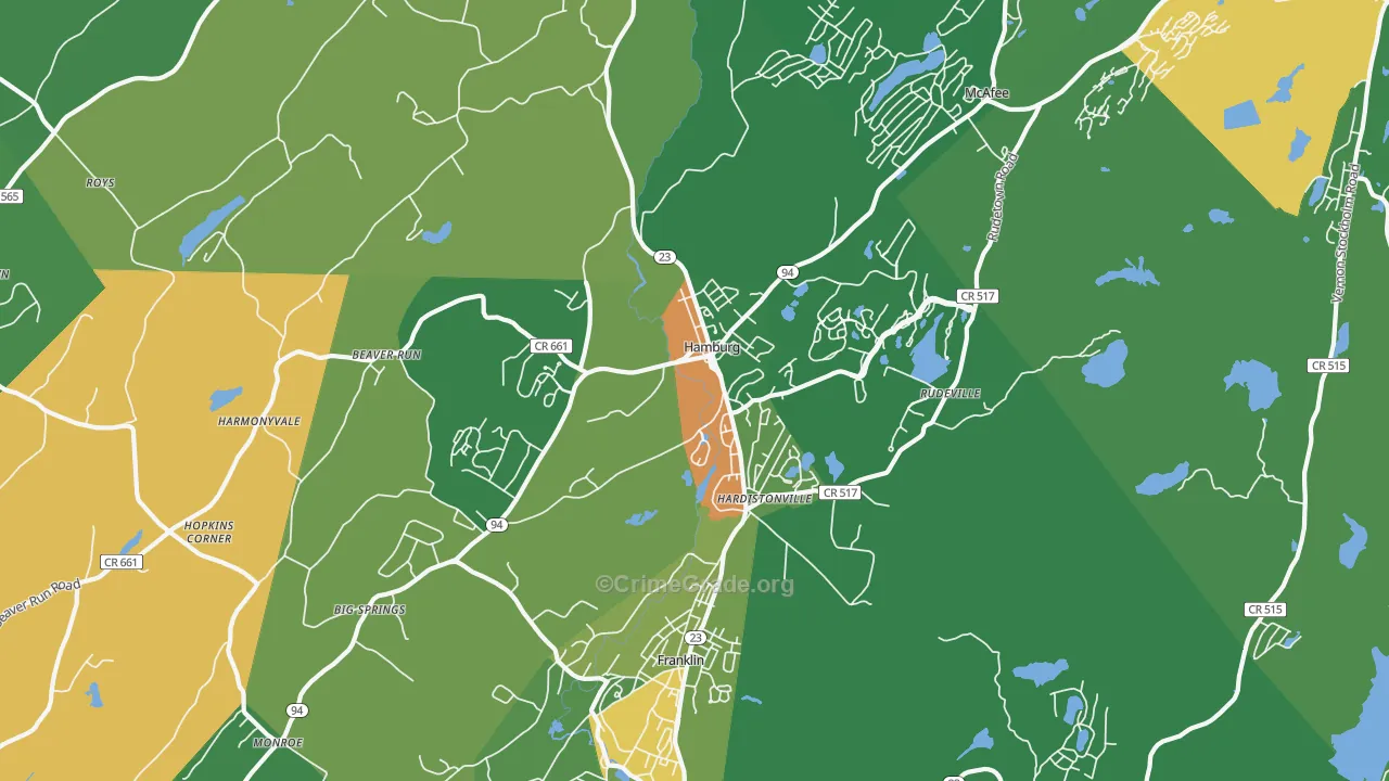 Hamburg, NJ Map of Drug-Related Crime Rates