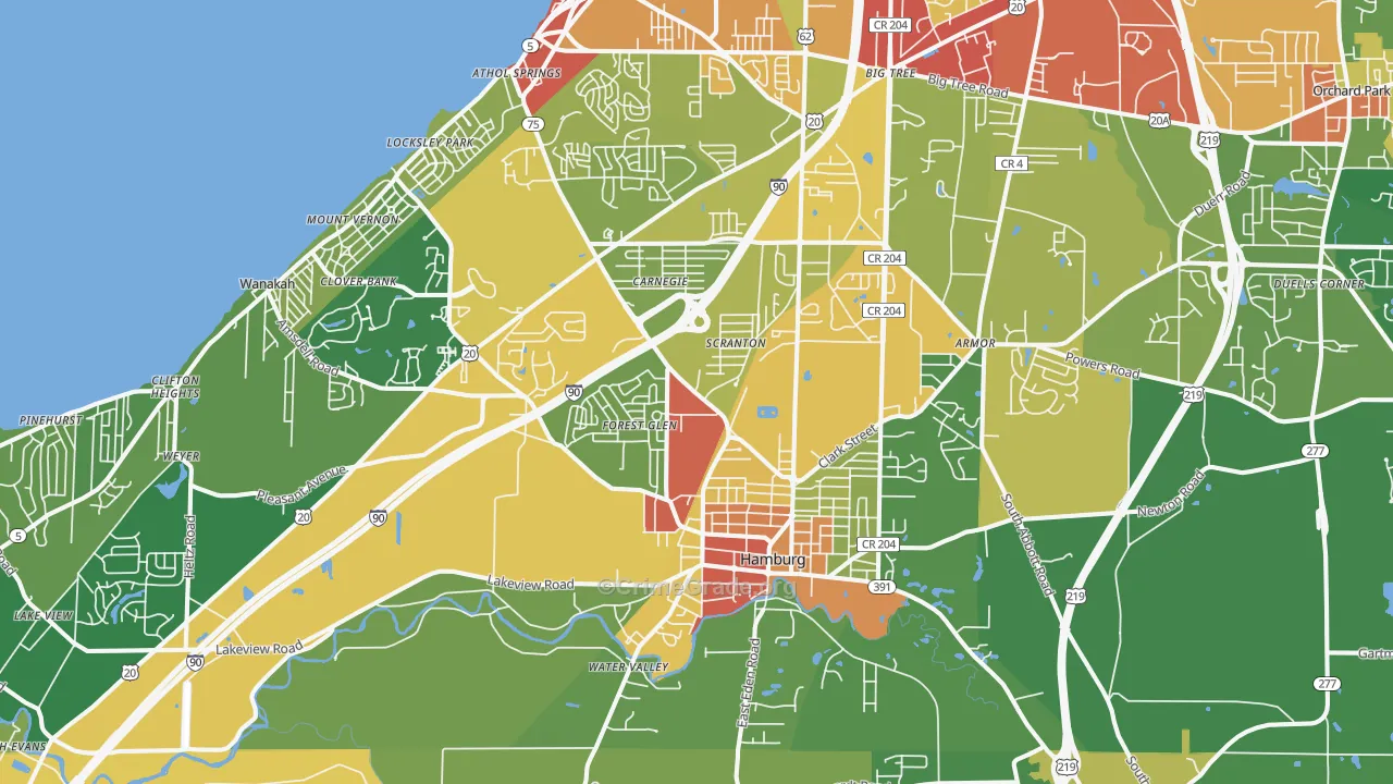 Hamburg, NY Map of Drug-Related Crime Rates