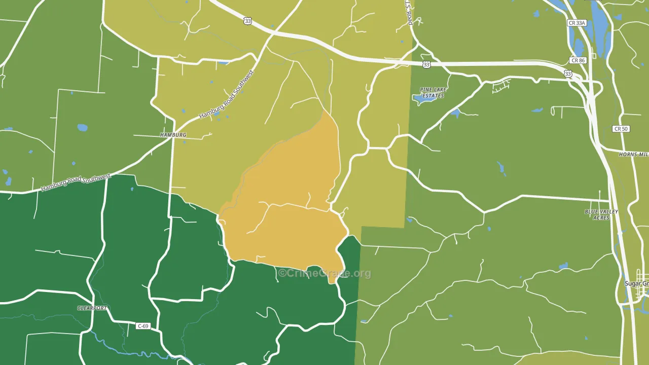 Hamburg, OH Map of Drug-Related Crime Rates