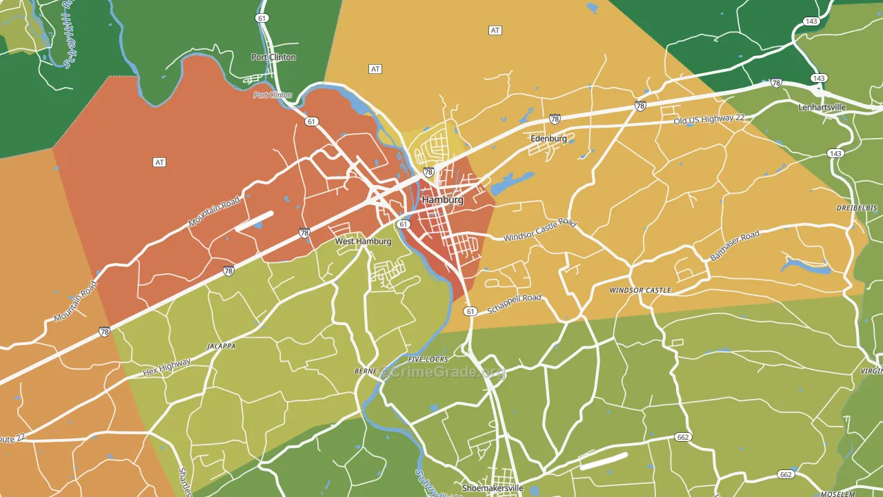 Hamburg, PA Map of Drug-Related Crime Rates