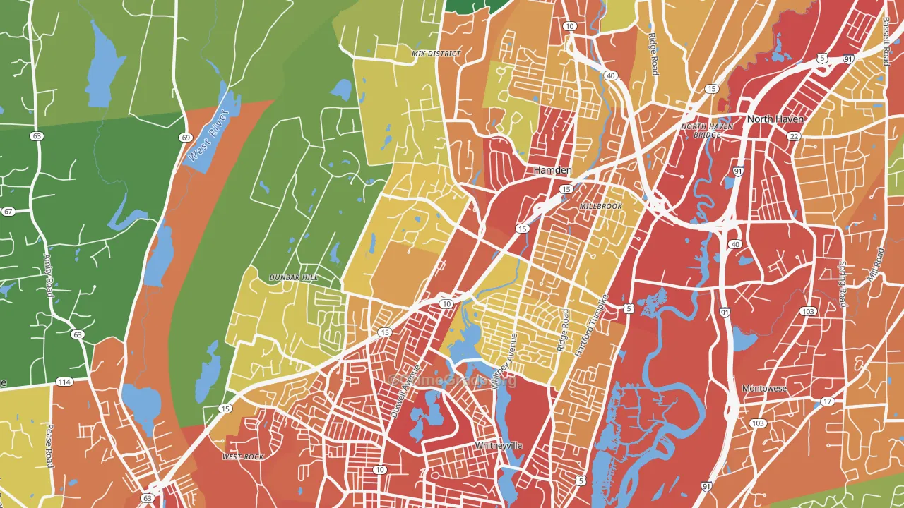 Hamden, CT Map of Drug-Related Crime Rates