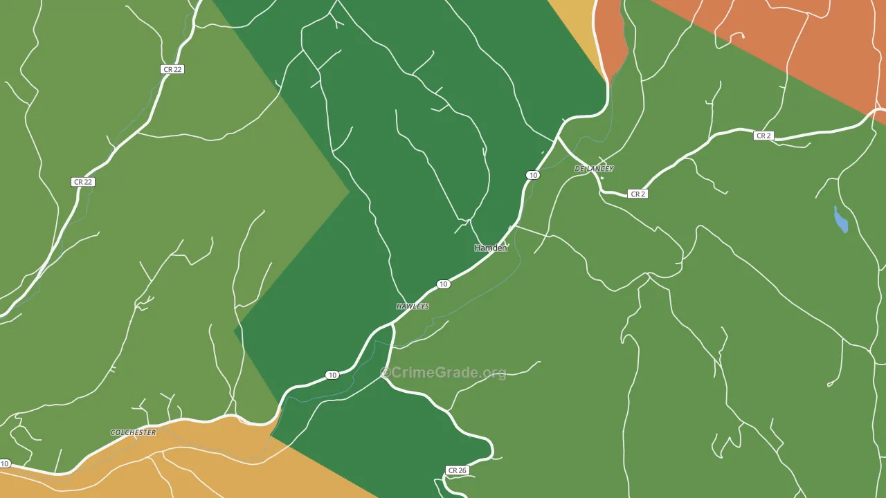 Hamden, NY Map of Drug-Related Crime Rates