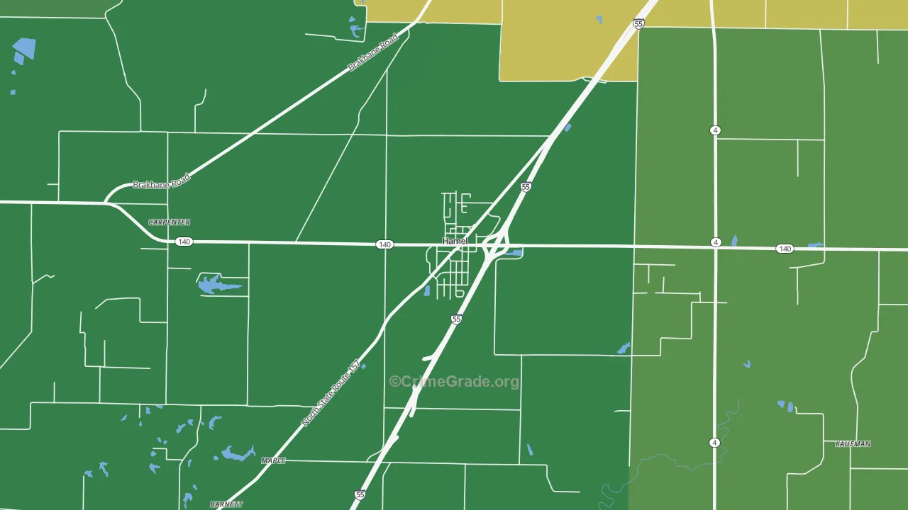 Hamel, IL Map of Drug-Related Crime Rates