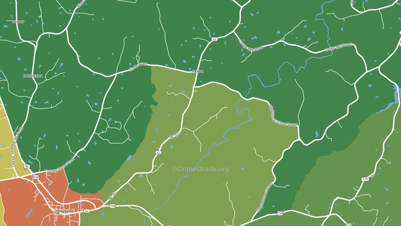 Hamer, NC Map of Drug-Related Crime Rates